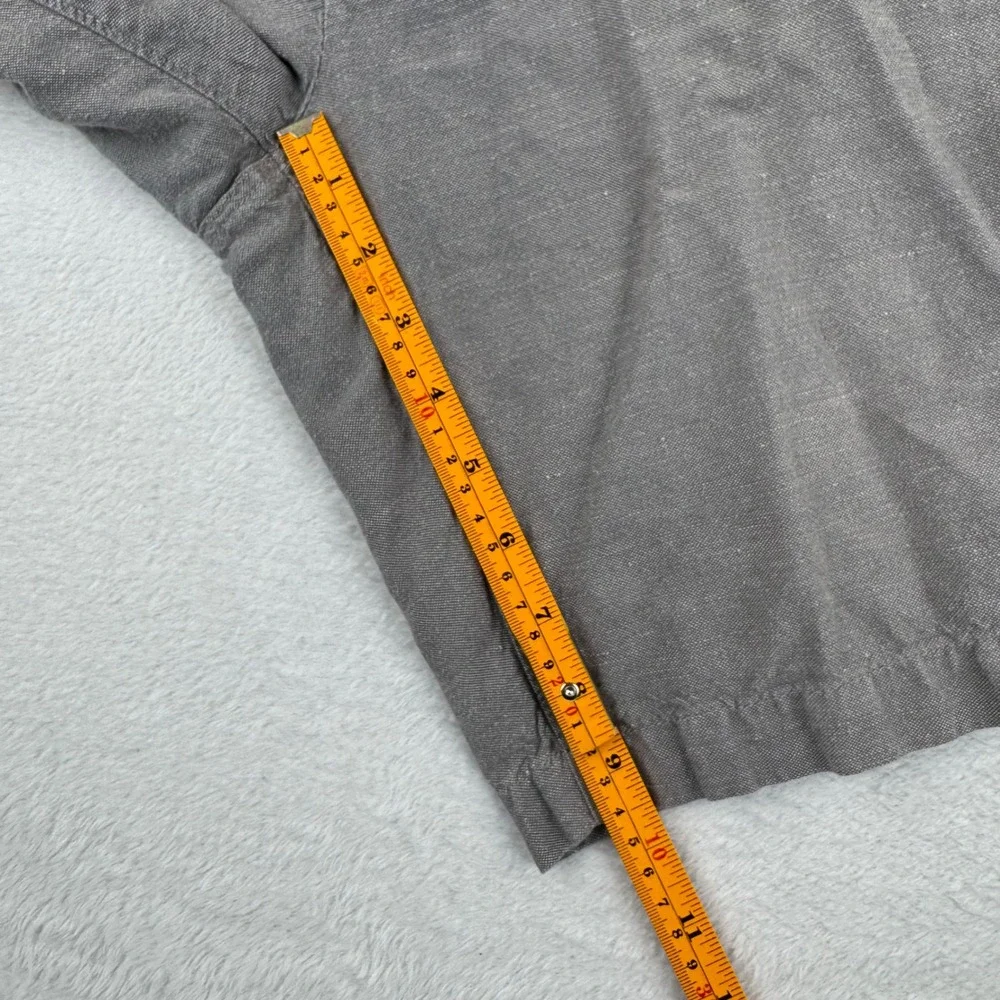 Banana Republic Aiden Shorts Mens 35 Grey Linen Cotton Blend Cargo Pocket Slim